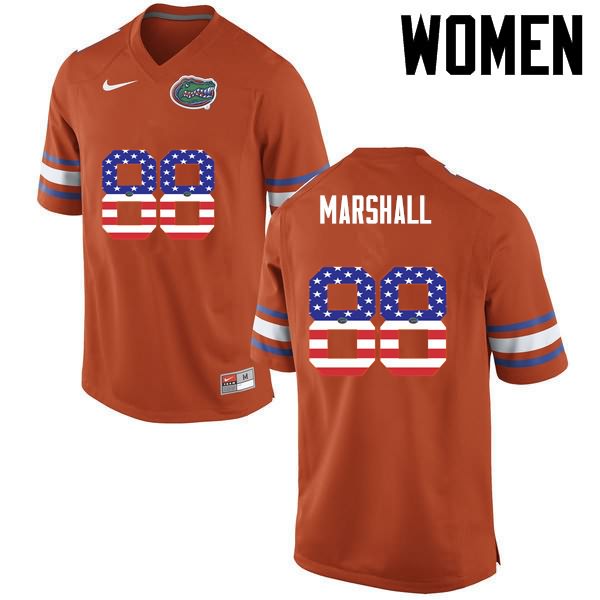 Women's NCAA Florida Gators Wilber Marshall #88 Stitched Authentic USA Flag Fashion Nike Orange College Football Jersey ZML2065AB